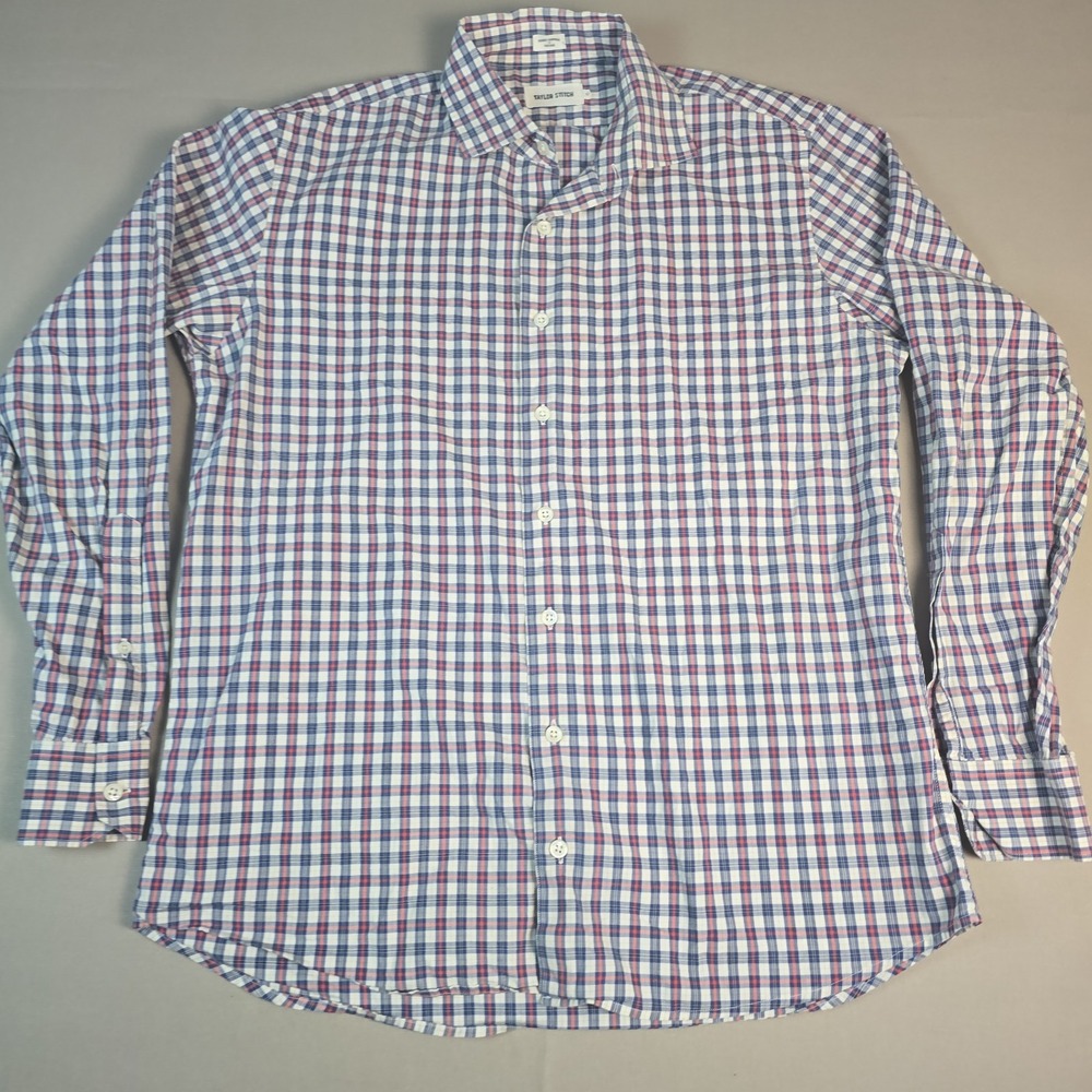Taylor Stitch Plaid Button-Down Shirt in White, Blue, Pink - Picture 2 of 7